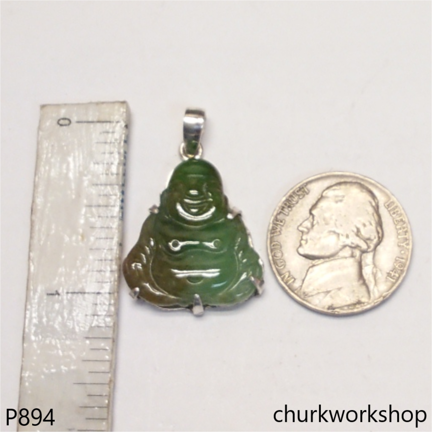 Jade happy Buddha pendant