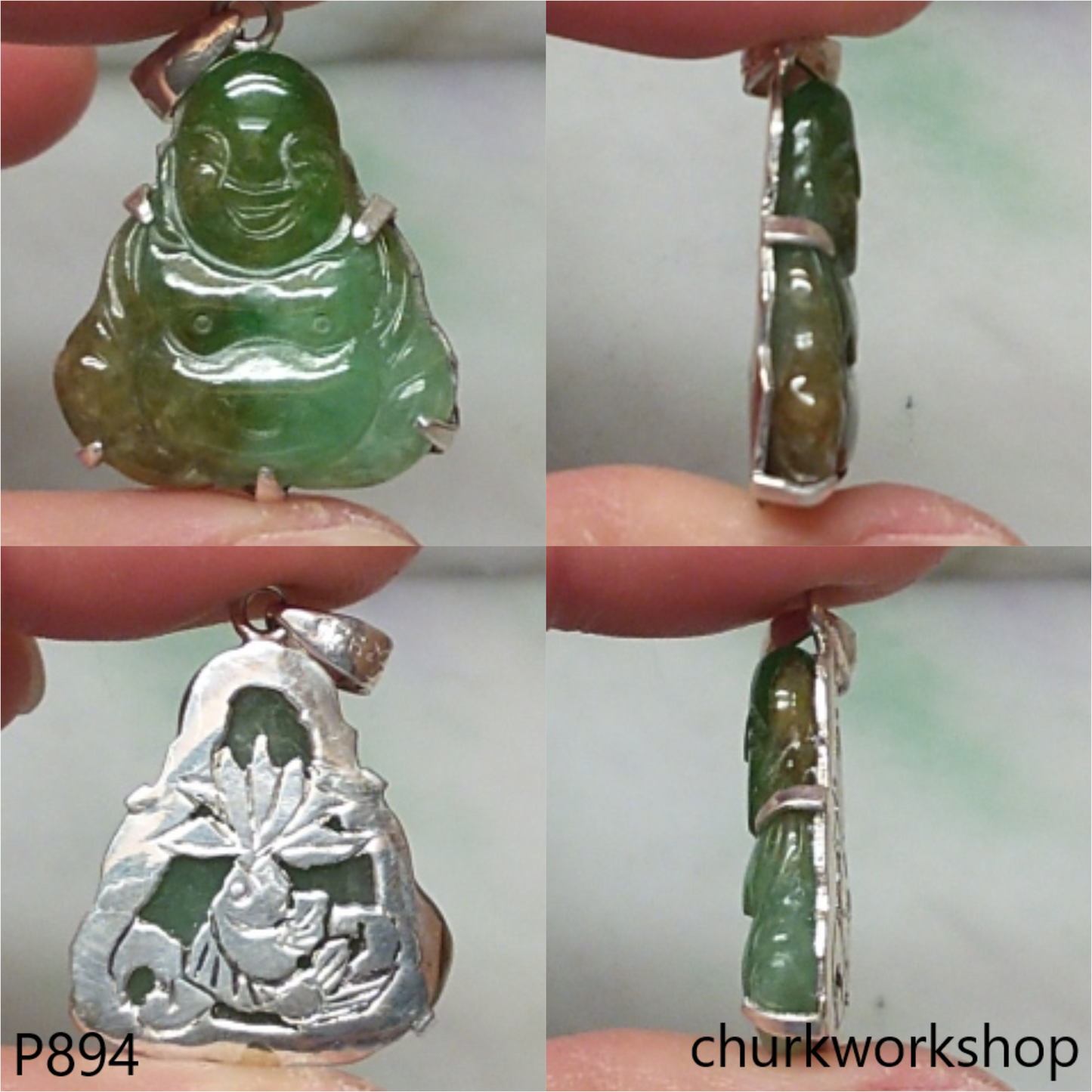 Jade happy Buddha pendant