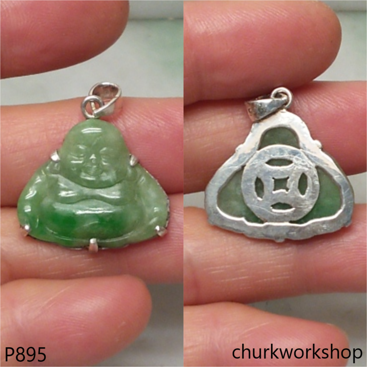Jade happy Buddha pendant