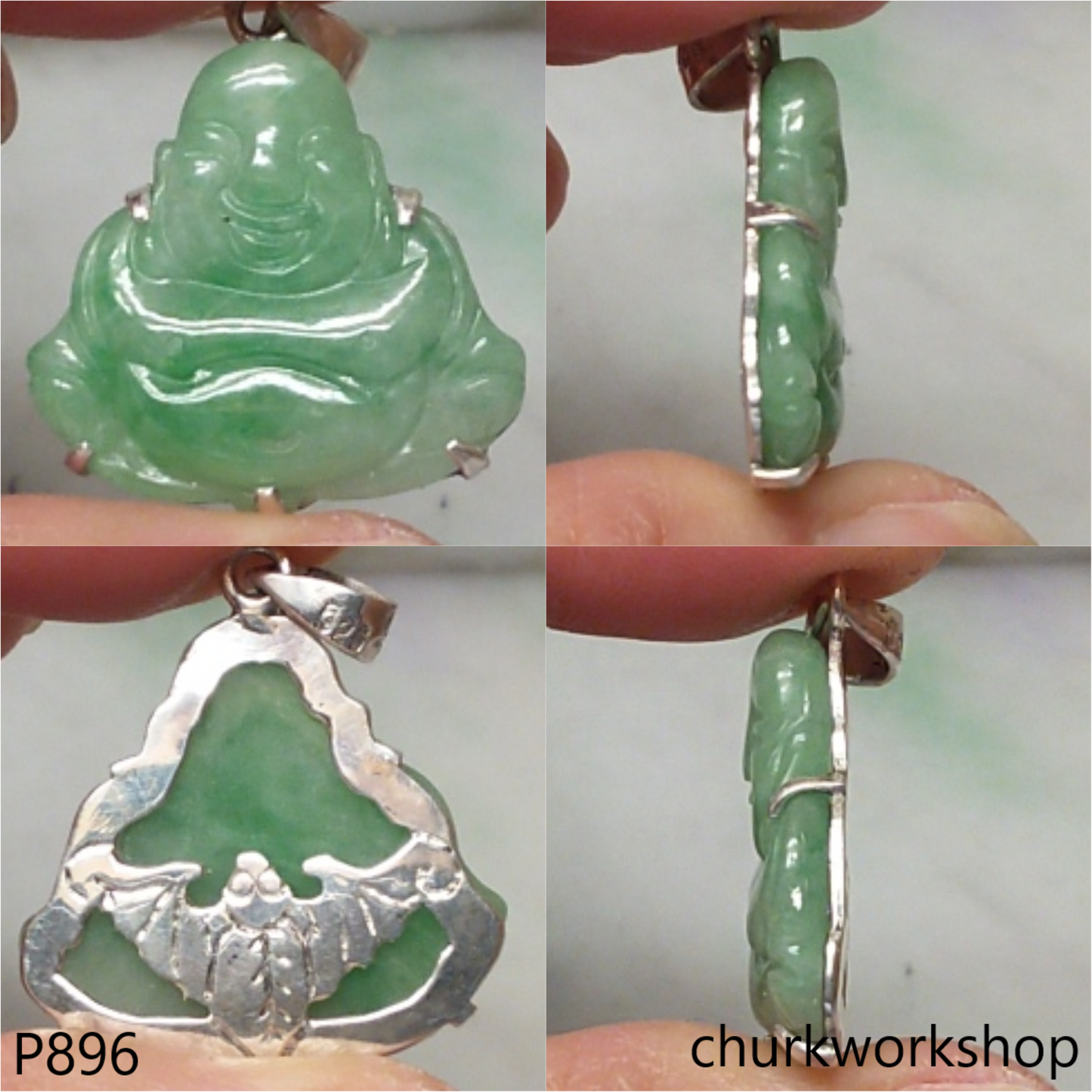 Jade happy Buddha pendant