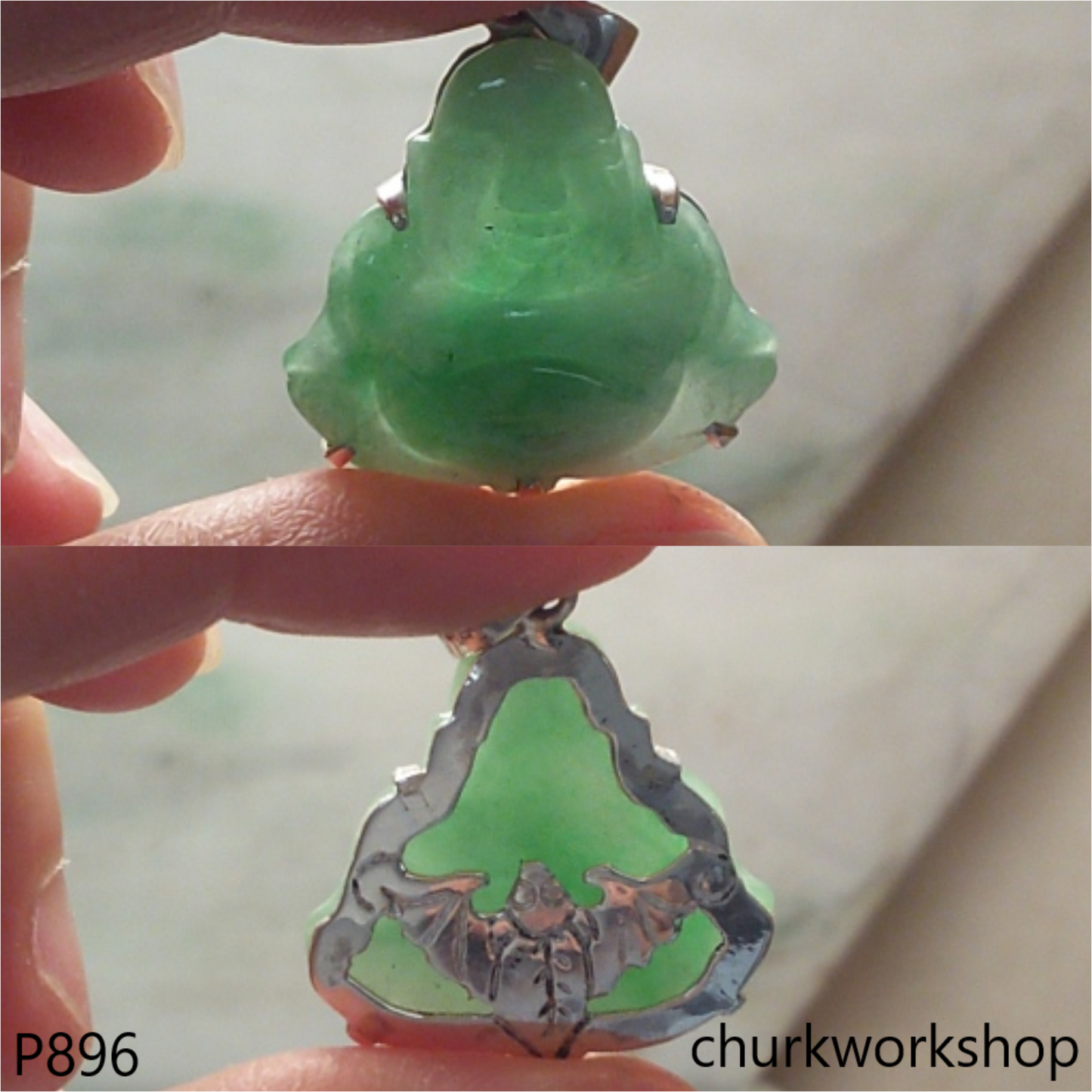 Jade happy Buddha pendant