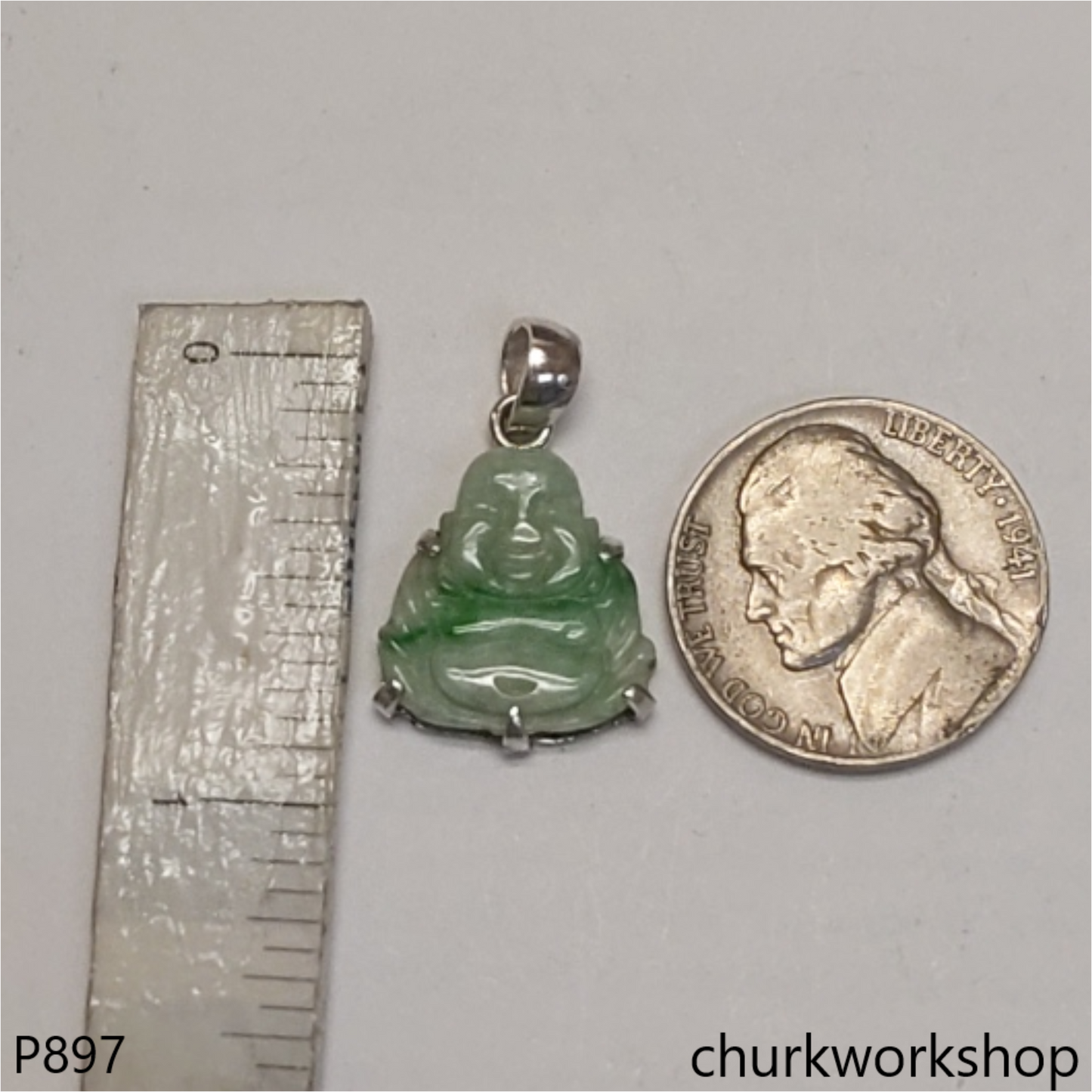 Jade happy small Buddha pendant