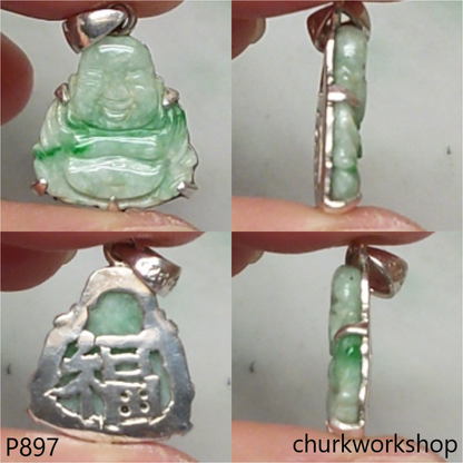 Jade happy small Buddha pendant