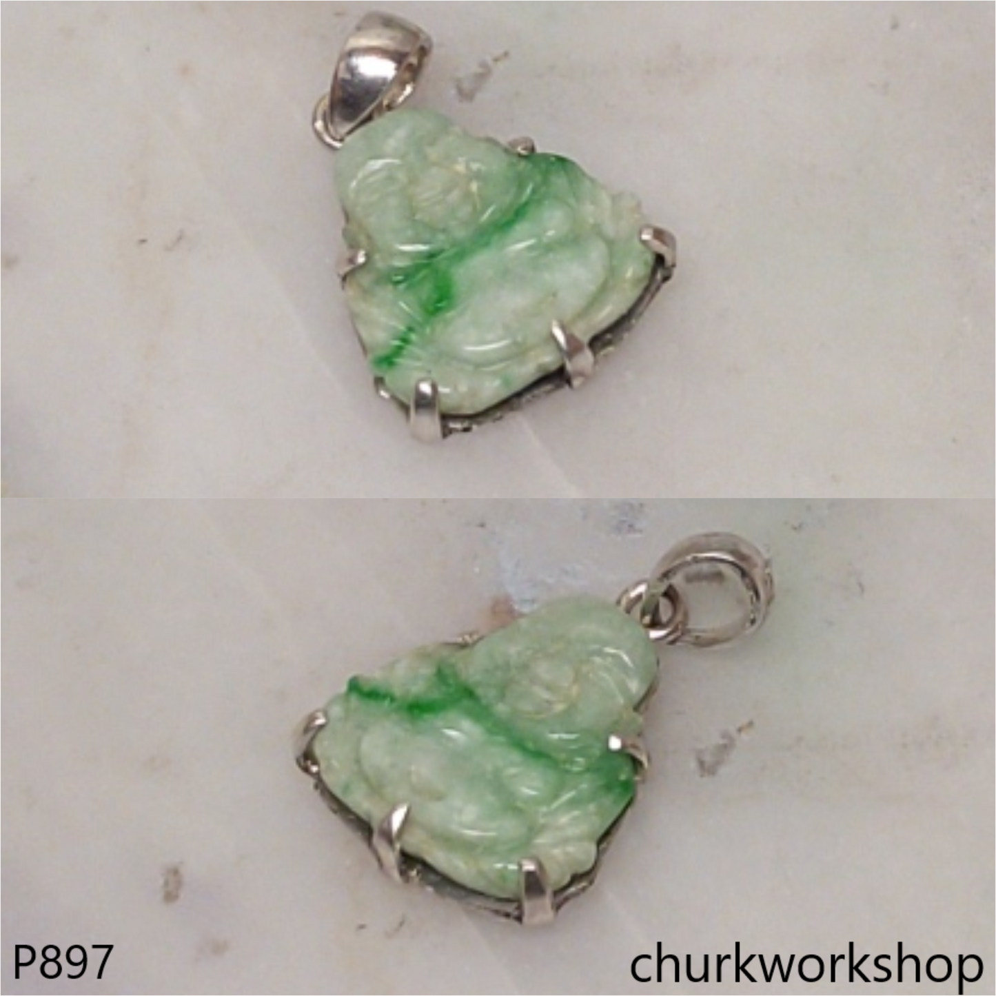 Jade happy small Buddha pendant