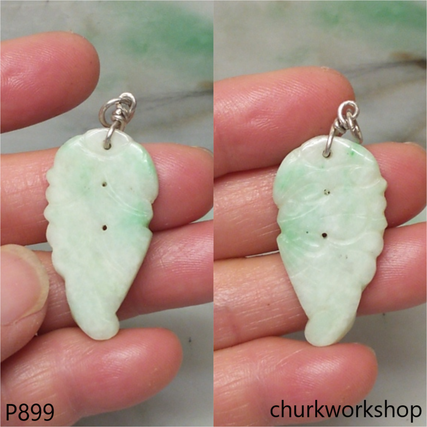 Light green jade leaf pendant