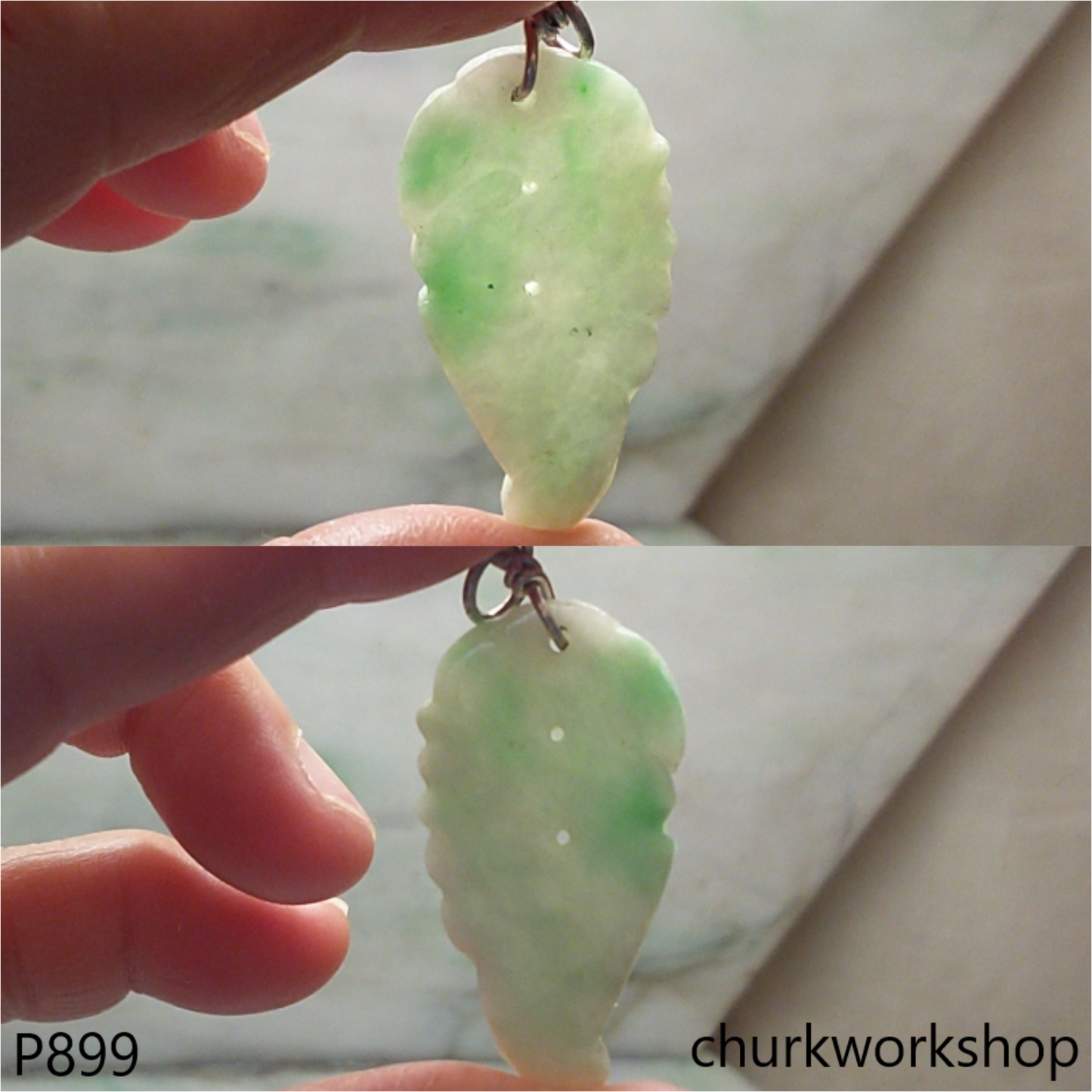 Light green jade leaf pendant