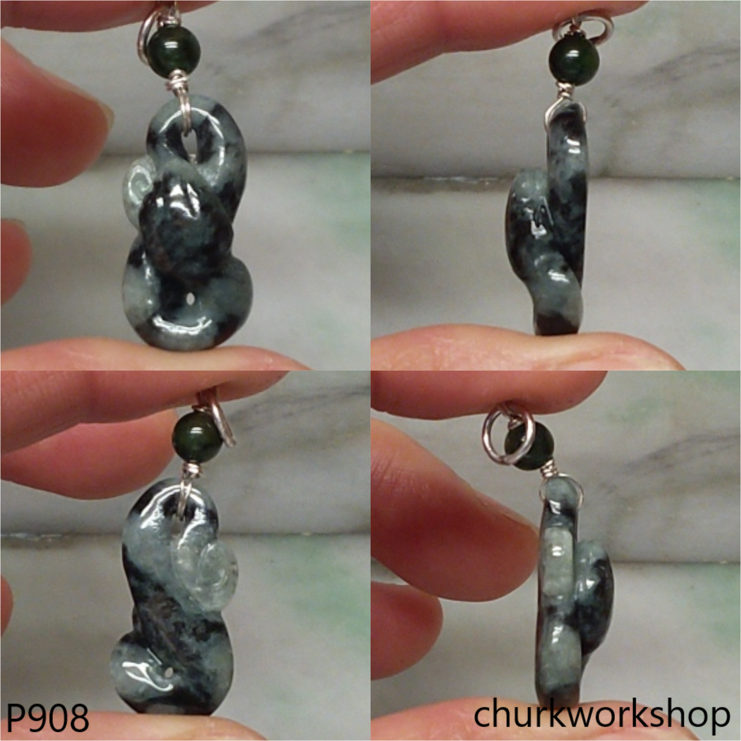 Dark green snake pendant