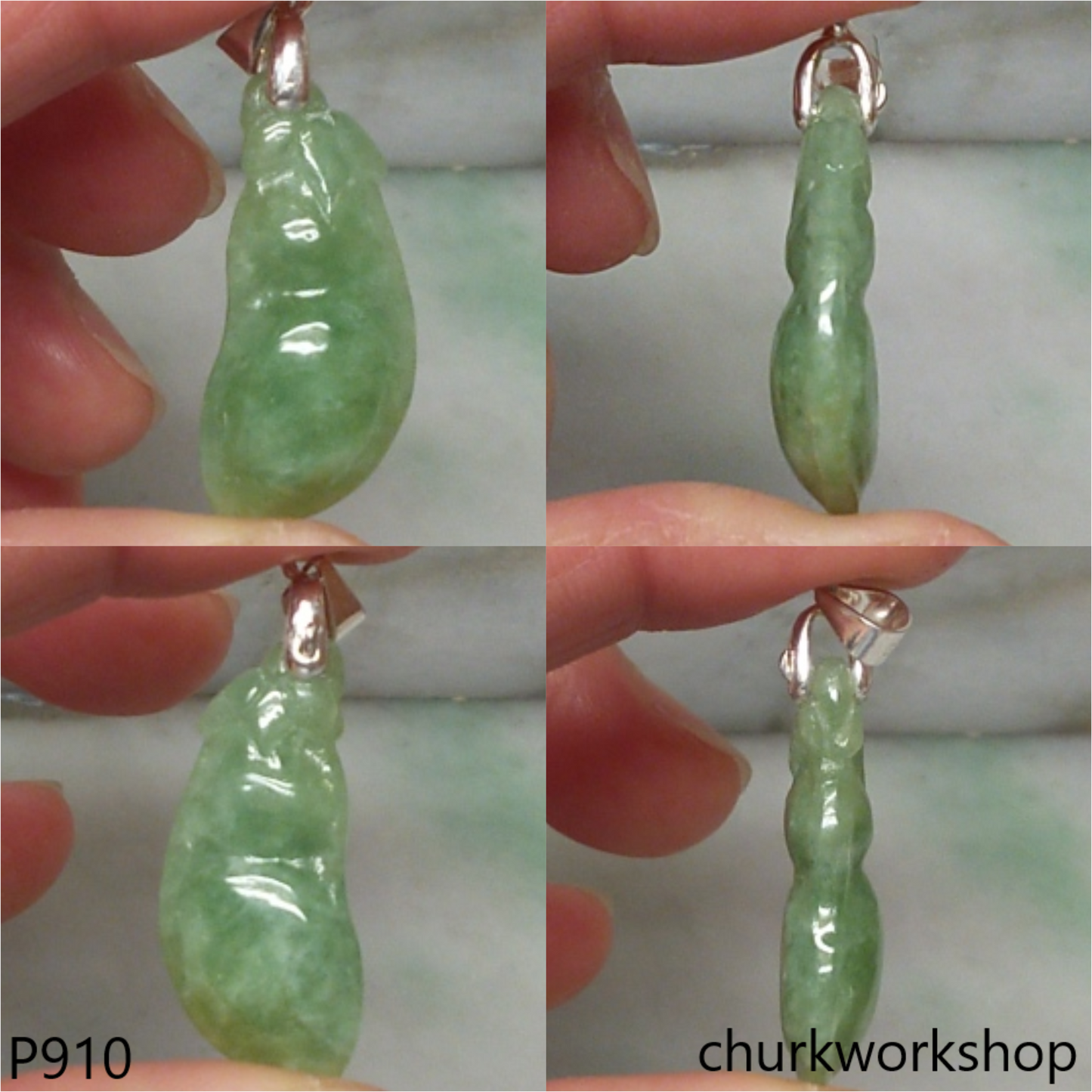 Green jade bean pendant