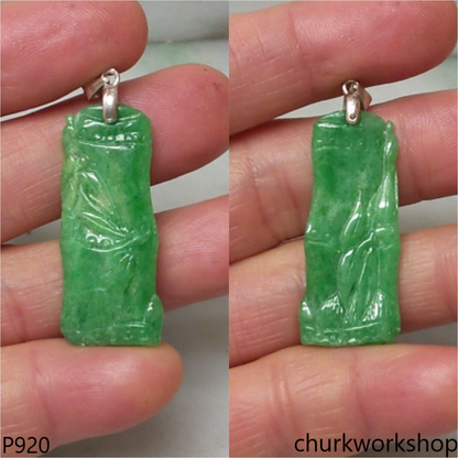Green  jade bamboo pendant