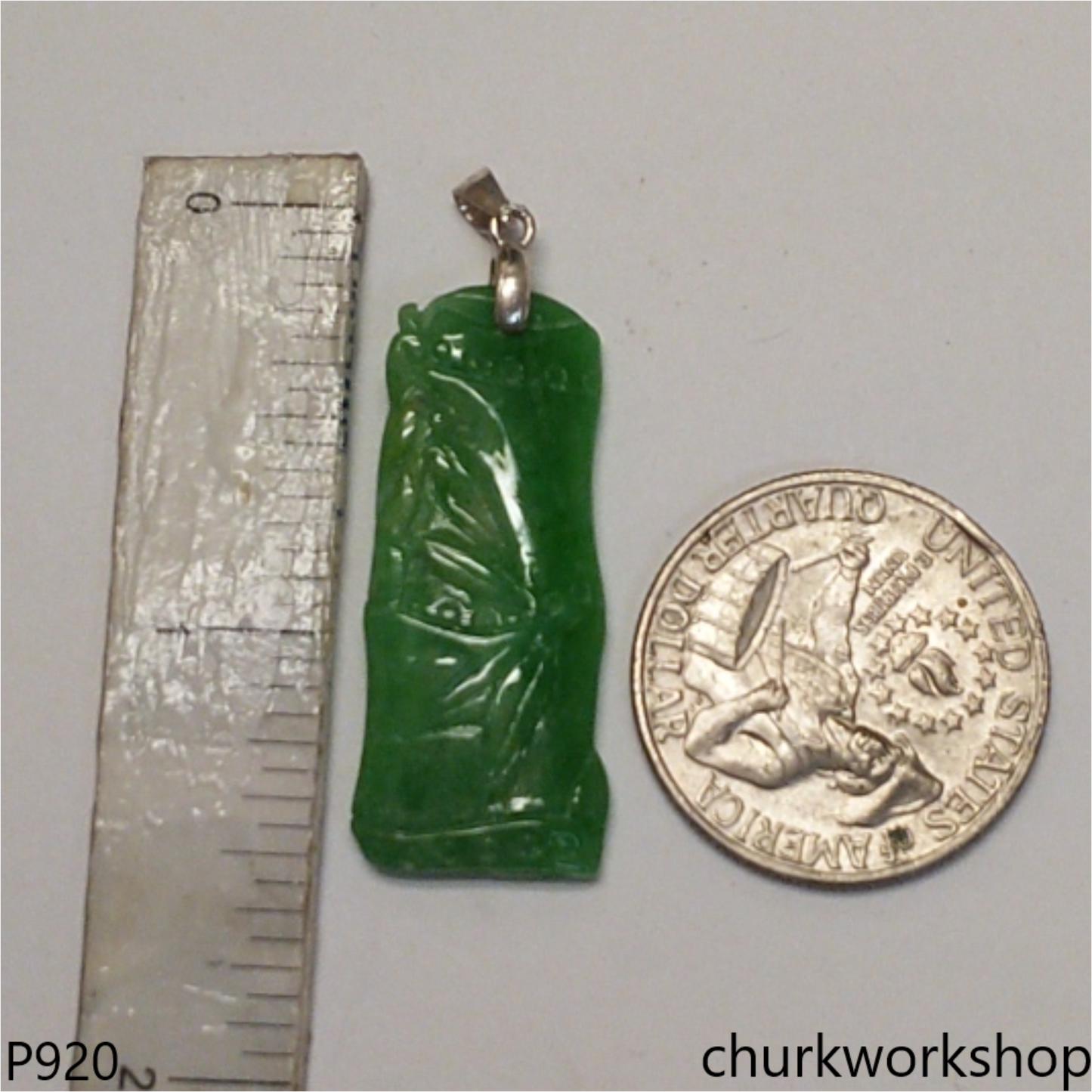 Green  jade bamboo pendant