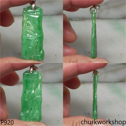 Green  jade bamboo pendant