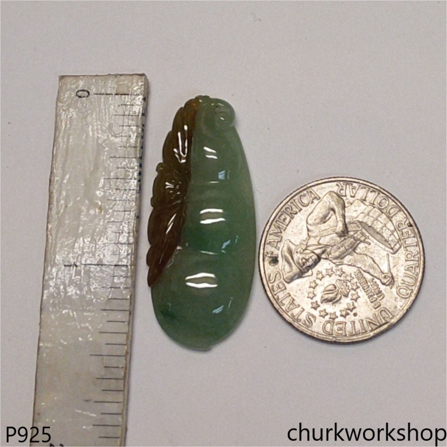 Light green with red jade bean pendant