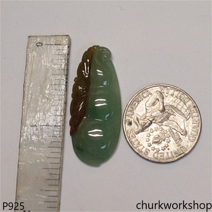 Light green with red jade bean pendant