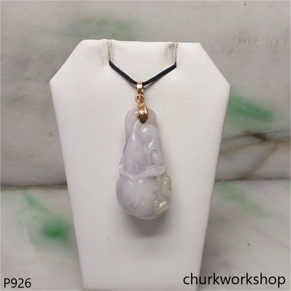 Light lavender jade gourd pendant 14K gold bail
