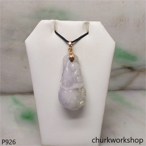 Light lavender jade gourd pendant 14K gold bail