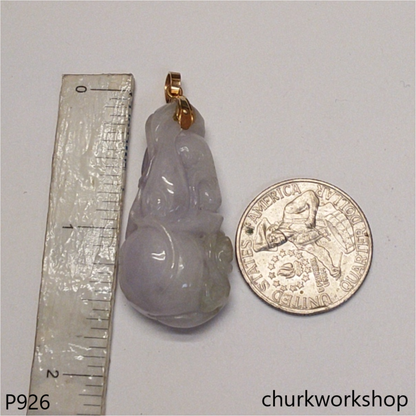 Light lavender jade gourd pendant 14K gold bail