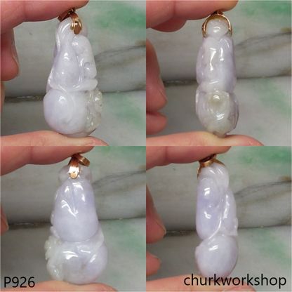 Light lavender jade gourd pendant 14K gold bail