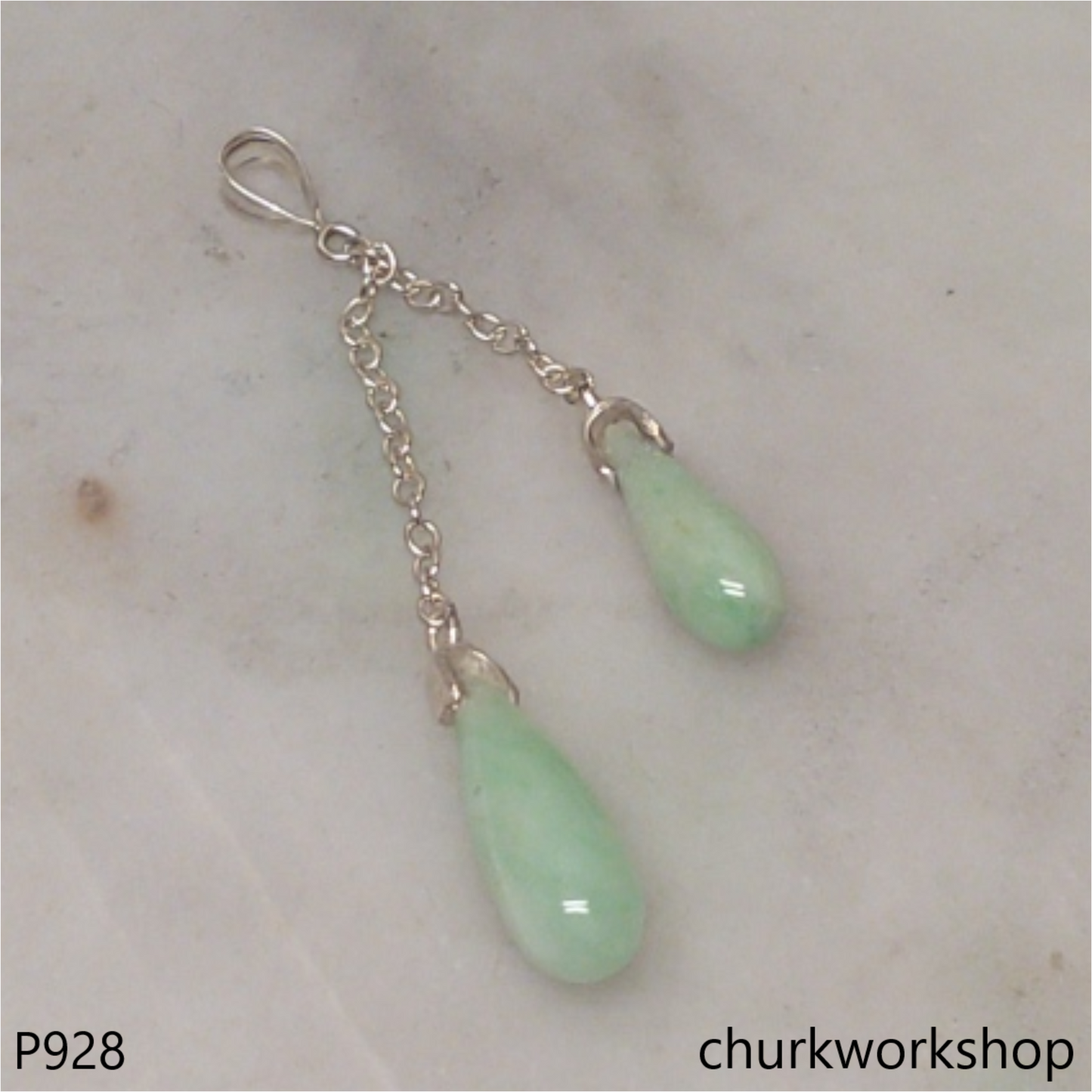Light green double rain drop pendant