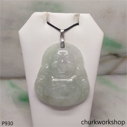 Large light green jade happy Buddha