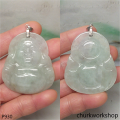 Large light green jade happy Buddha