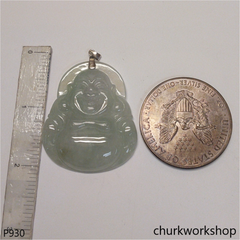 Large light green jade happy Buddha