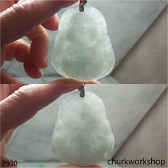 Large light green jade happy Buddha