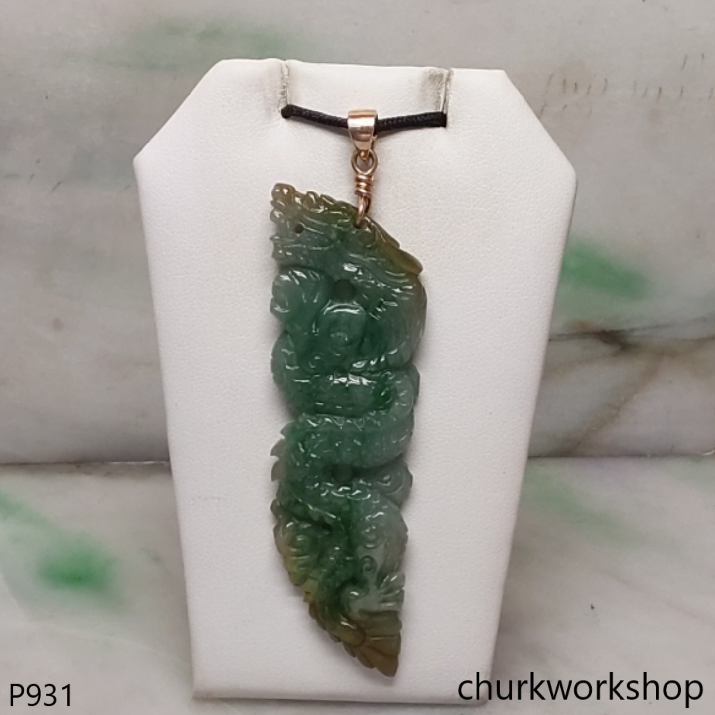 Bluish green jade dragon pendant