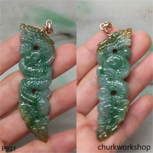 Bluish green jade dragon pendant