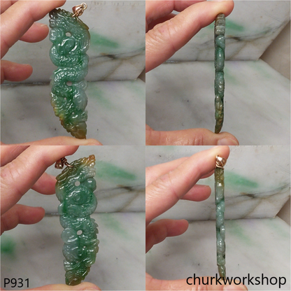 Bluish green jade dragon pendant