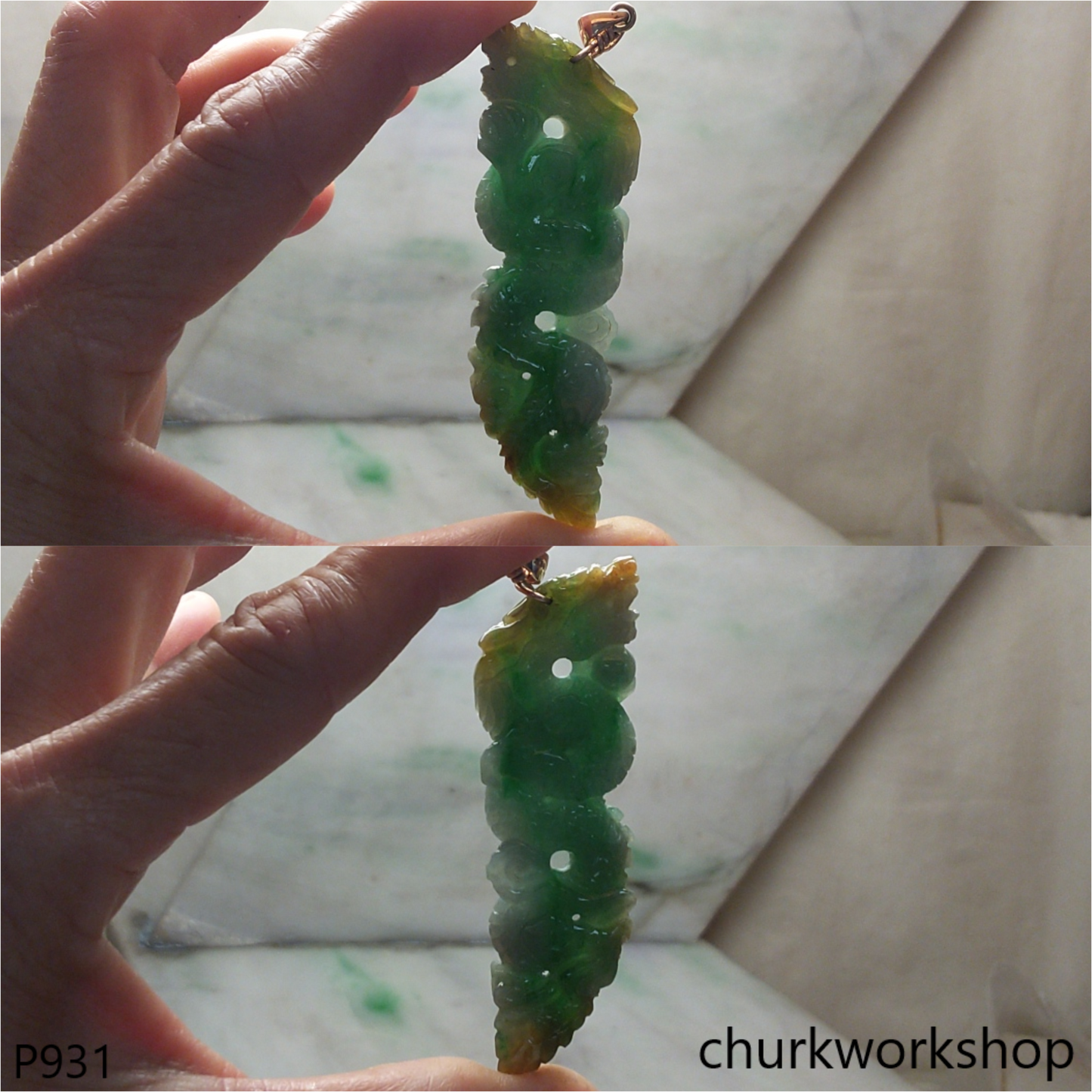 Bluish green jade dragon pendant