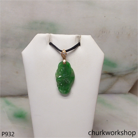 18K Yellow gold jade carving pendant
