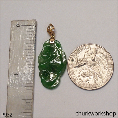 18K Yellow gold jade carving pendant