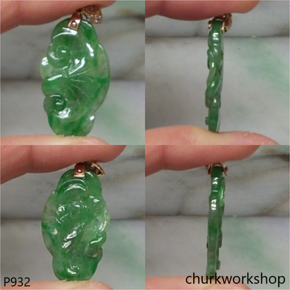 18K Yellow gold jade carving pendant
