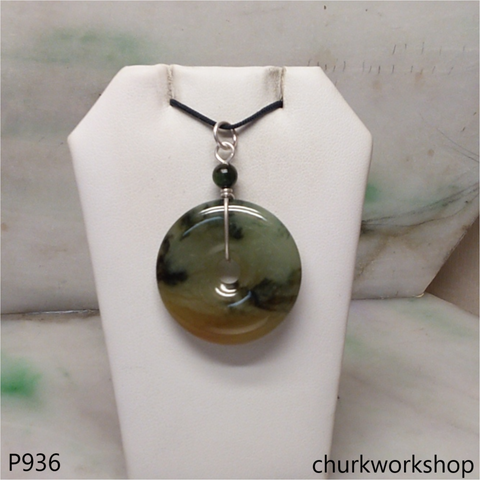 Multi color jade donut pendant