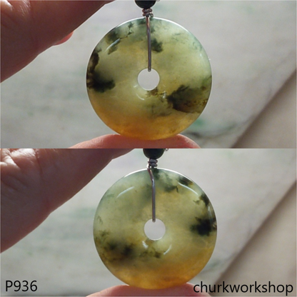Multi color jade donut pendant