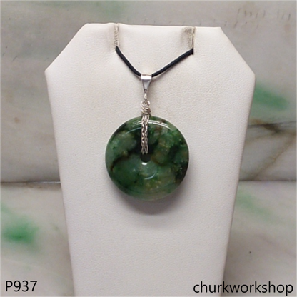 Green jade donut pendant