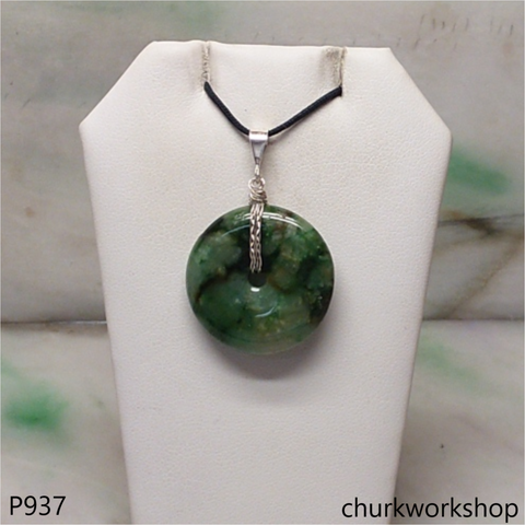 Green jade donut pendant