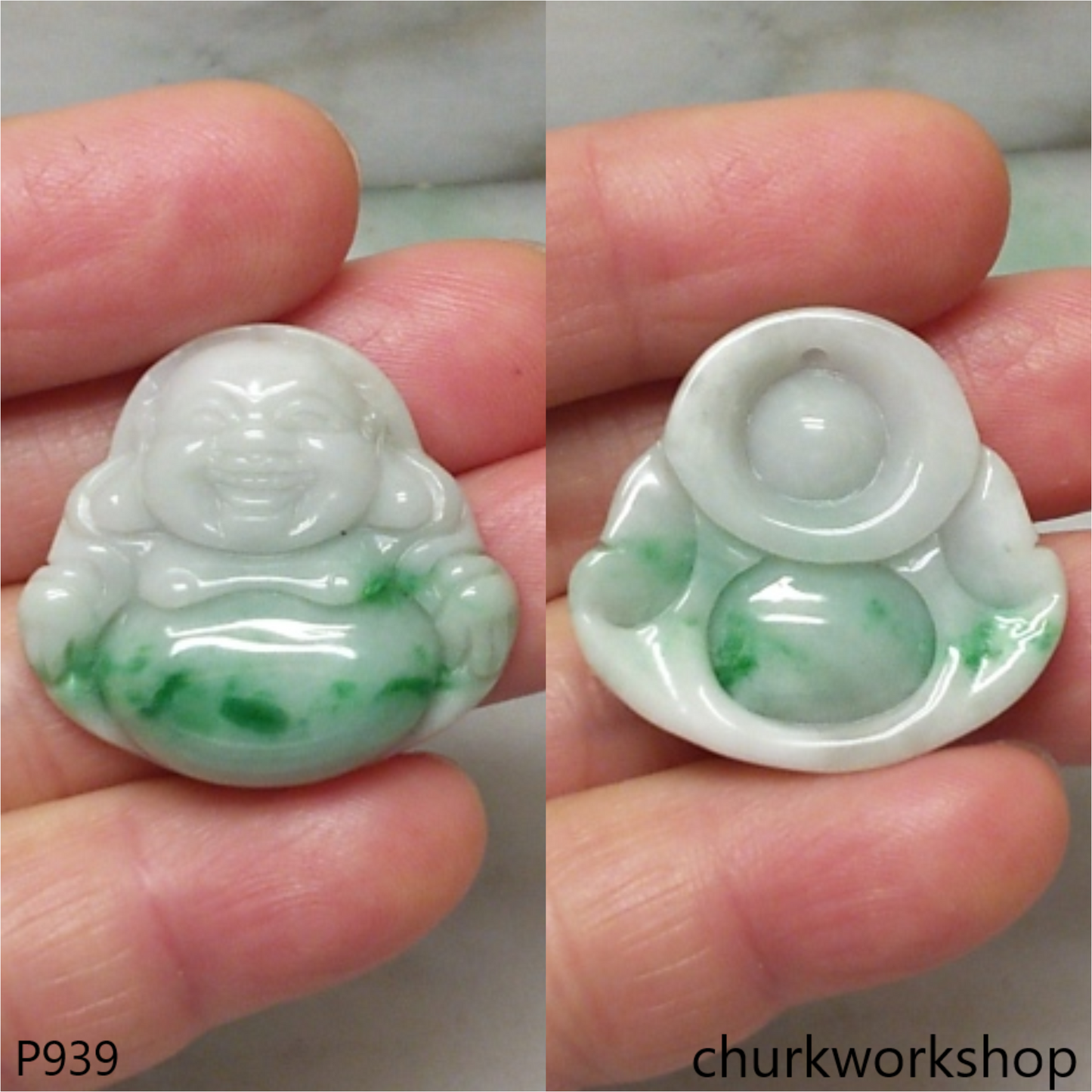 Jade happy Buddha pendant