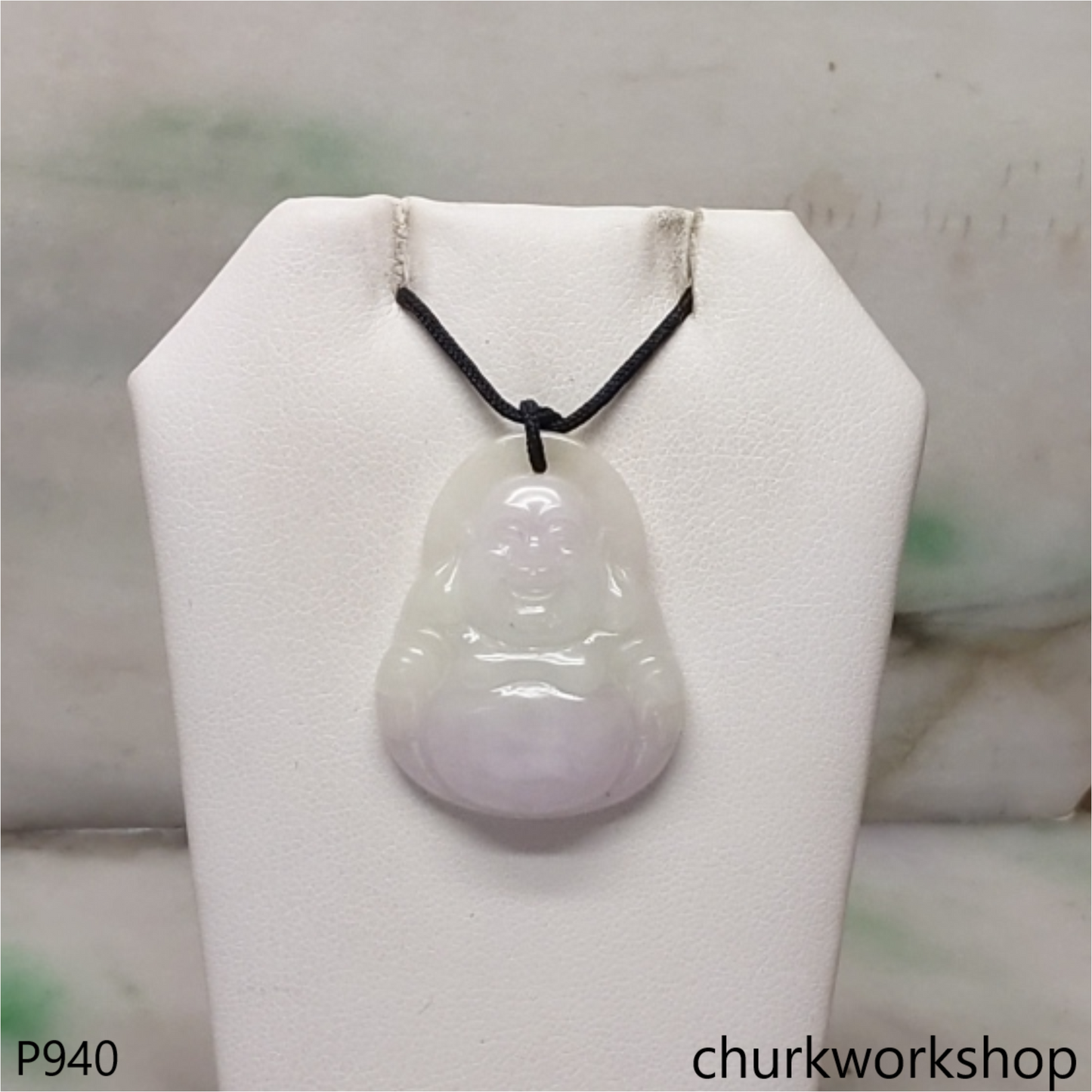 Pink lavender jade happy Buddha