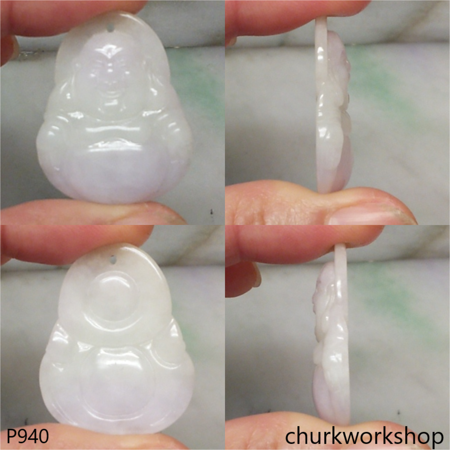 Pink lavender jade happy Buddha