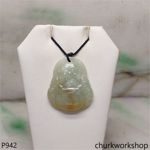 Light green jade happy Buddha pendant