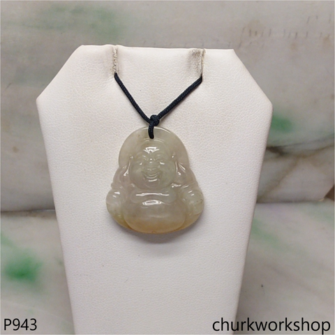 Light yellowish jade happy Buddha pendant