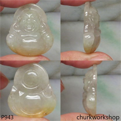 Light yellowish jade happy Buddha pendant