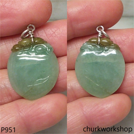 Light green jade peach pendant