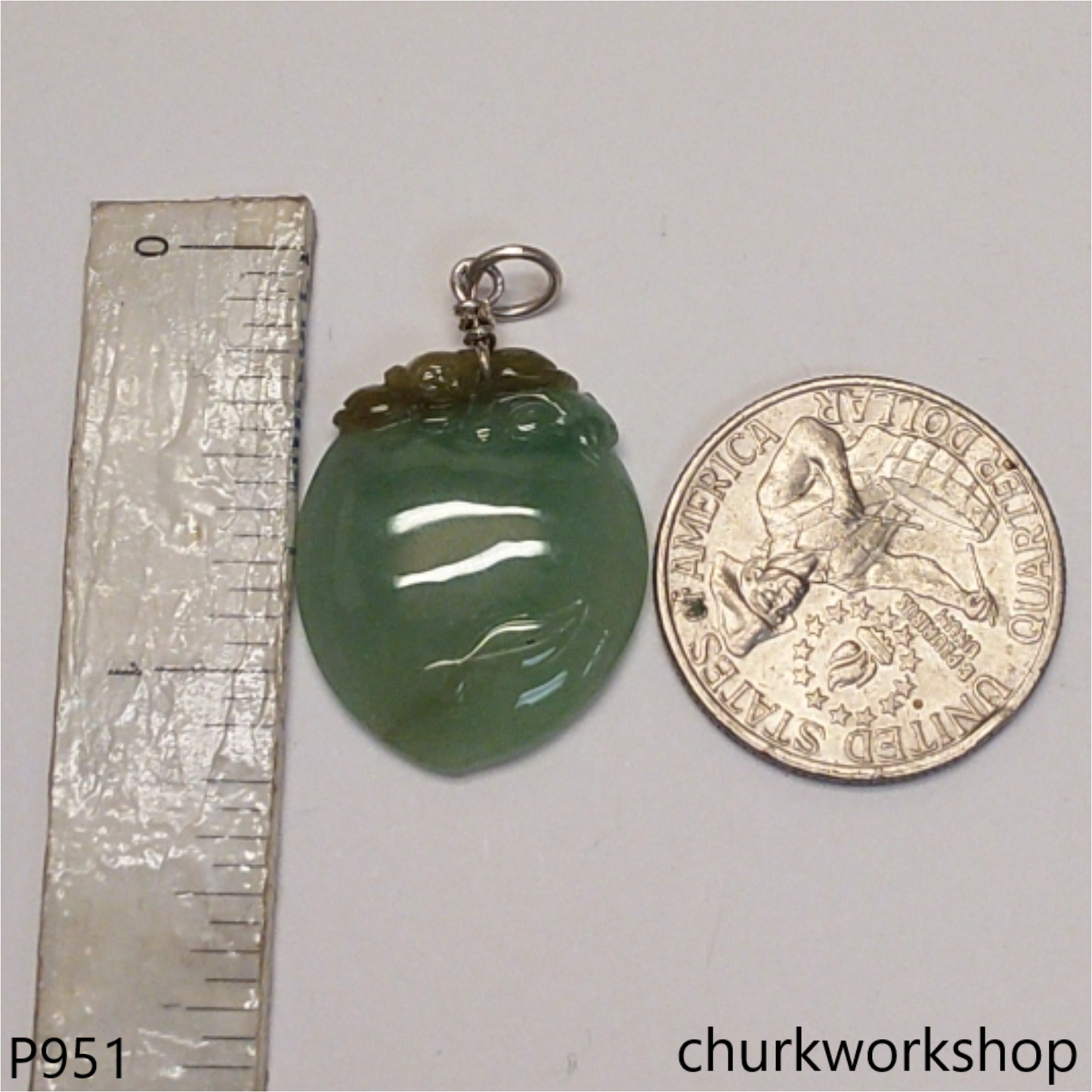 Light green jade peach pendant