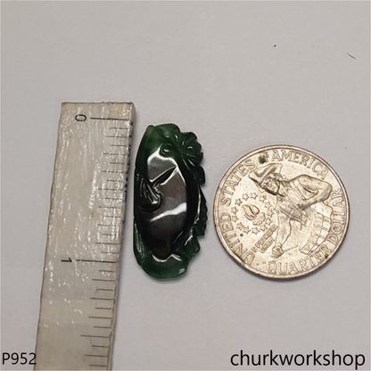 Dark green jade fish pendant
