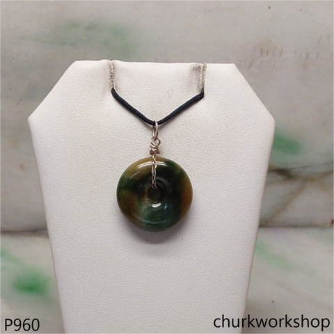 Multi color jade donut pendant