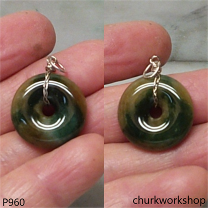 Multi color jade donut pendant