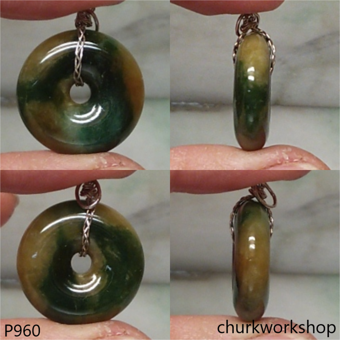 Multi color jade donut pendant