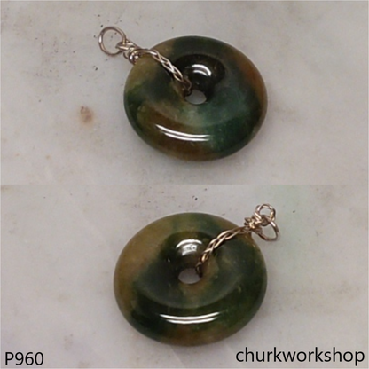 Multi color jade donut pendant